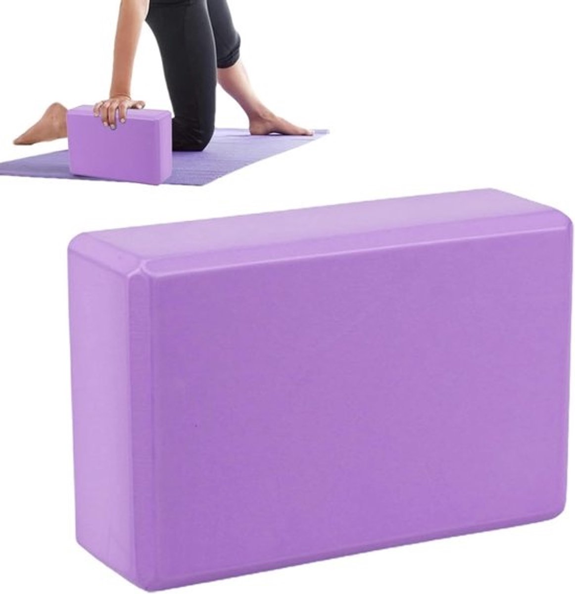 Schuim Yogablok Set - Steun Blokken - Yoga Beoefenen - Hoge Dichtheid Schuim - 23x15x76cm - Paars