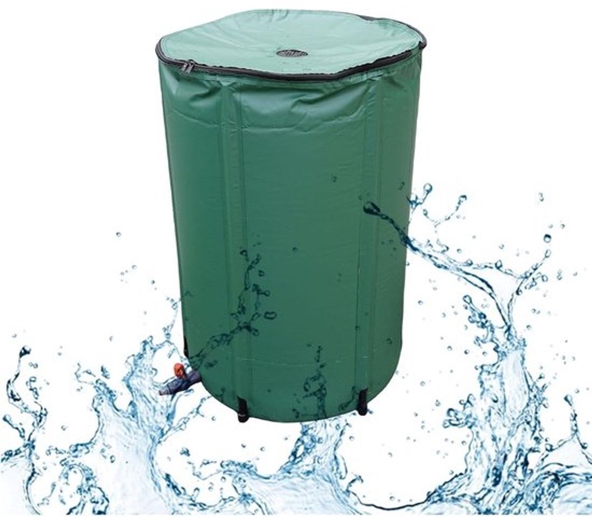 Regenton met Kraan - Water Collector Opslag - Regenwater Opvangen - UV-bestendig PVC Gaas - 1000L - Groen
