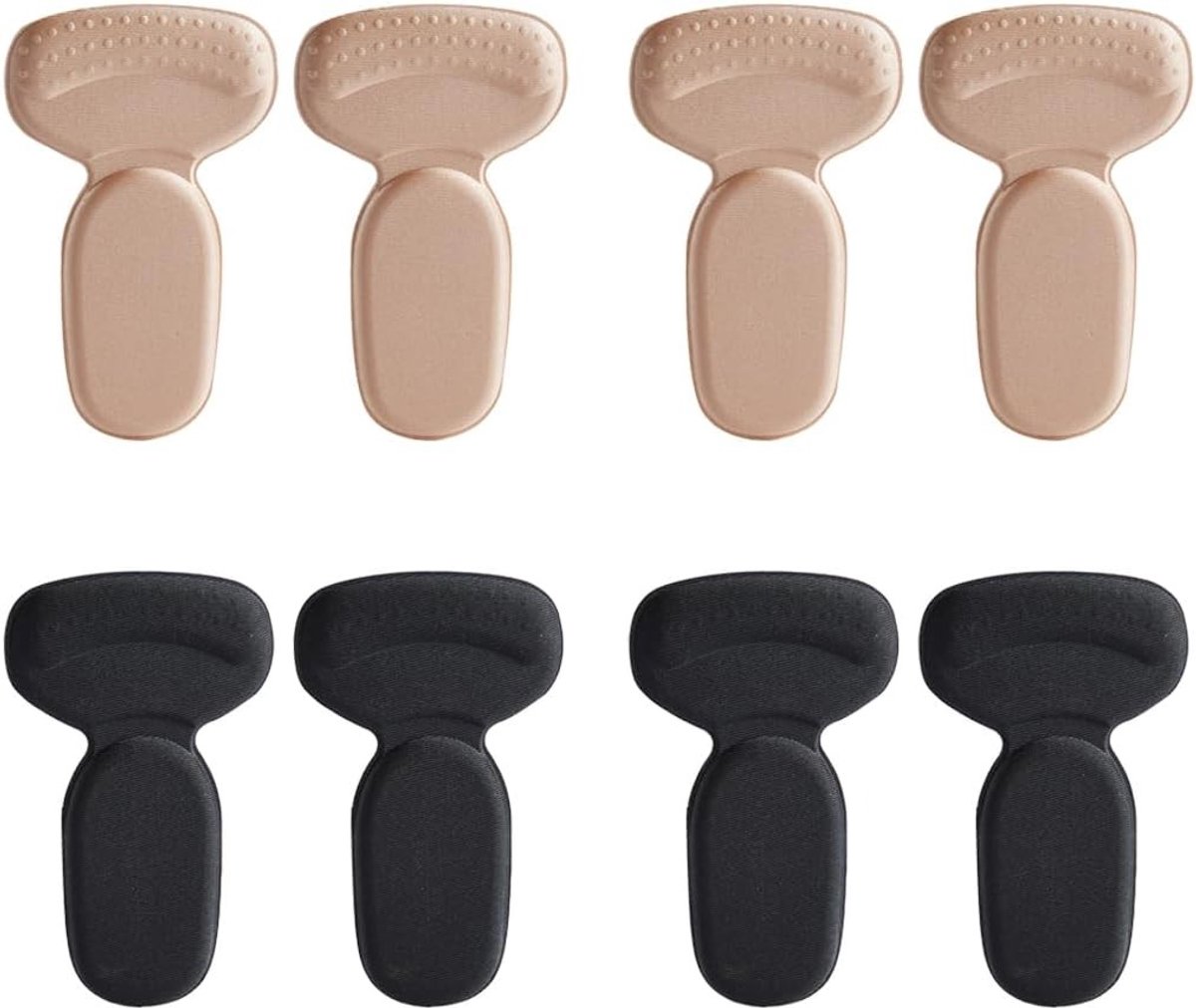 Dikke hielkussens voor grote schoenen, zelfklevende hielbeschermers tegen blaren, set van 4 in zwart en beige voor optimaal comfort en bescherming