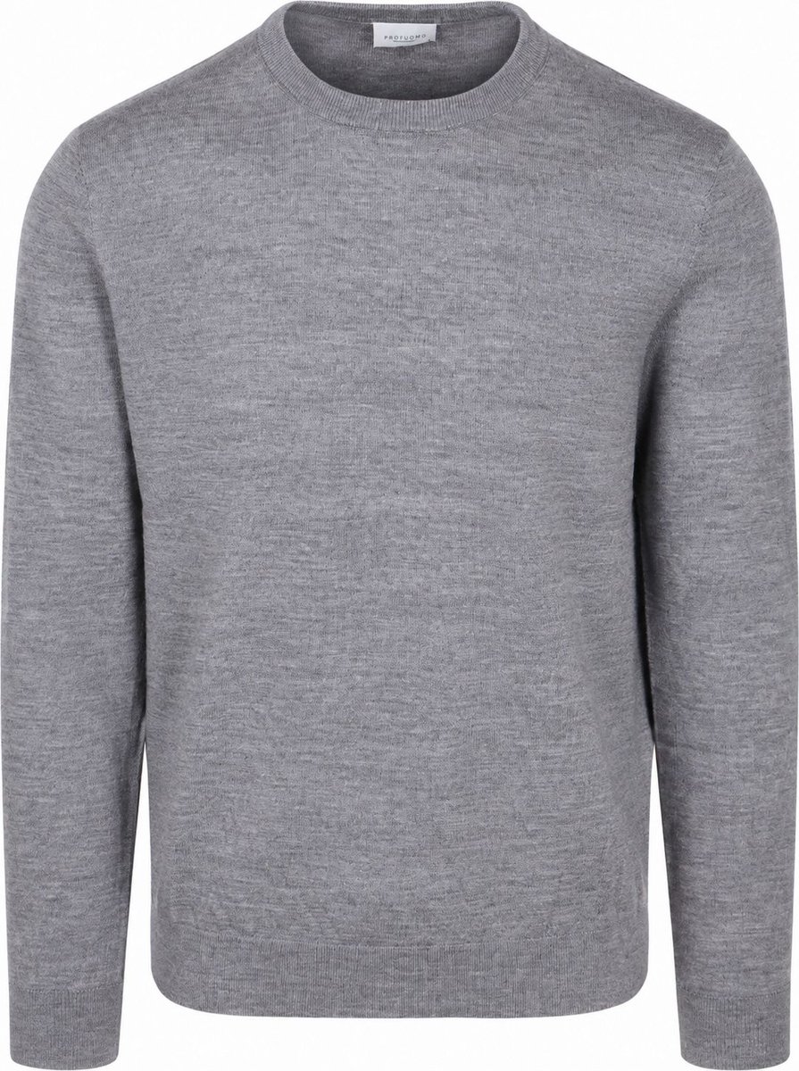 Profuomo Pullover Merinowol Grijs - Maat S - Heren
