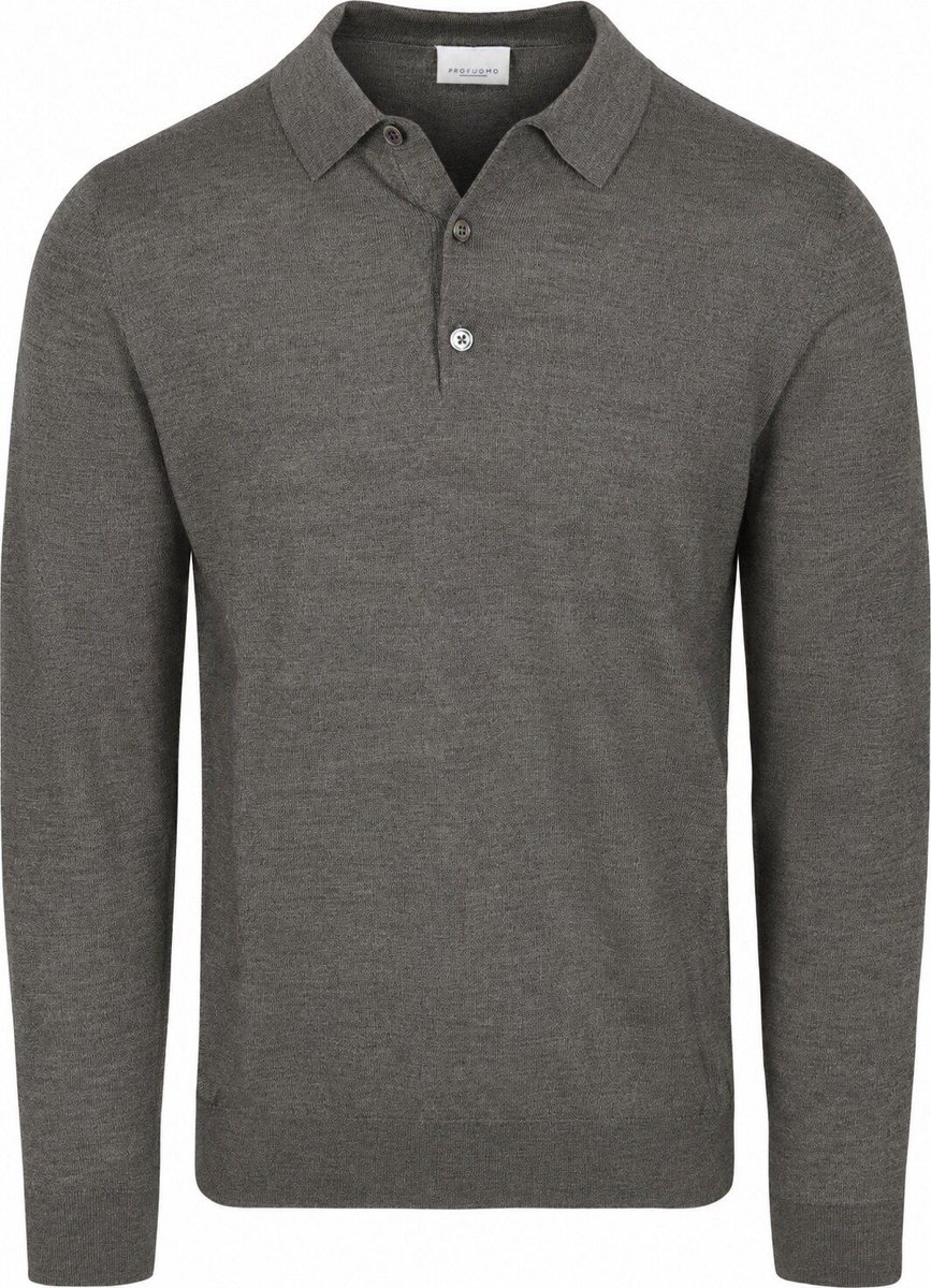 Profuomo Longsleeve Poloshirt Merinowol Groen - Maat M - Heren - Pullover