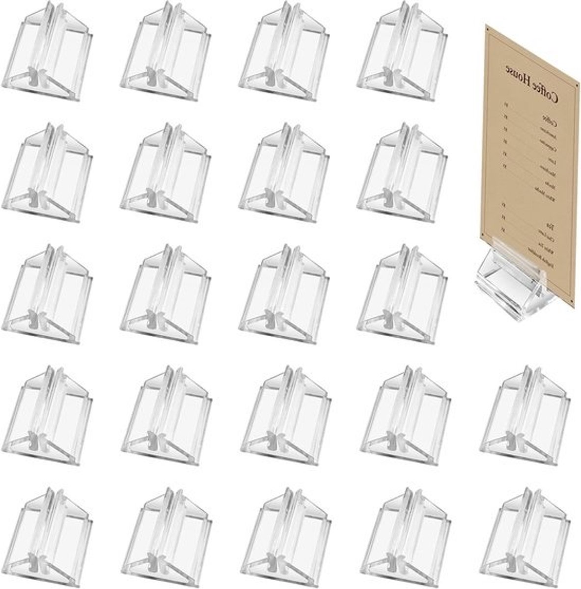 Kaartenhouders - Naamkaartstandaard Acryl - Tafel Decoratie - Glad Oppervlak - 50 stuks - Transparant