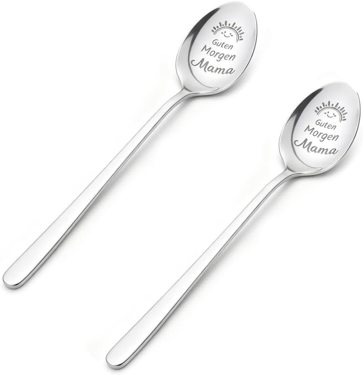 Koffielepelset van roestvrij staal, 2-delig, ideaal cadeau voor koffieliefhebbers, Vaderdag en Moederdag
