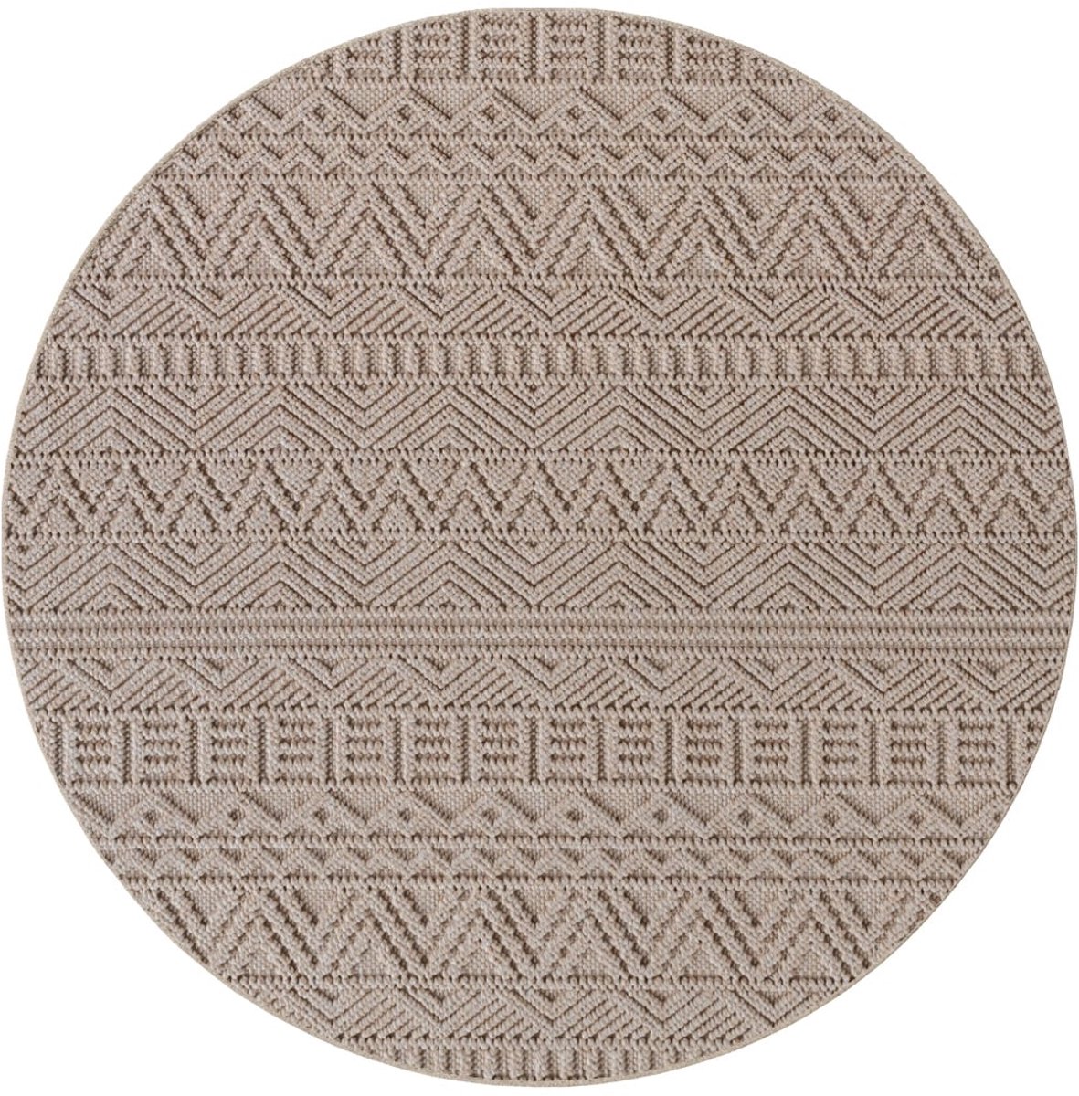 Dutch XXL Rond Bohemian Vloerkleed | Tapijt | Helix | Etnisch | Beige | 80x80 cm