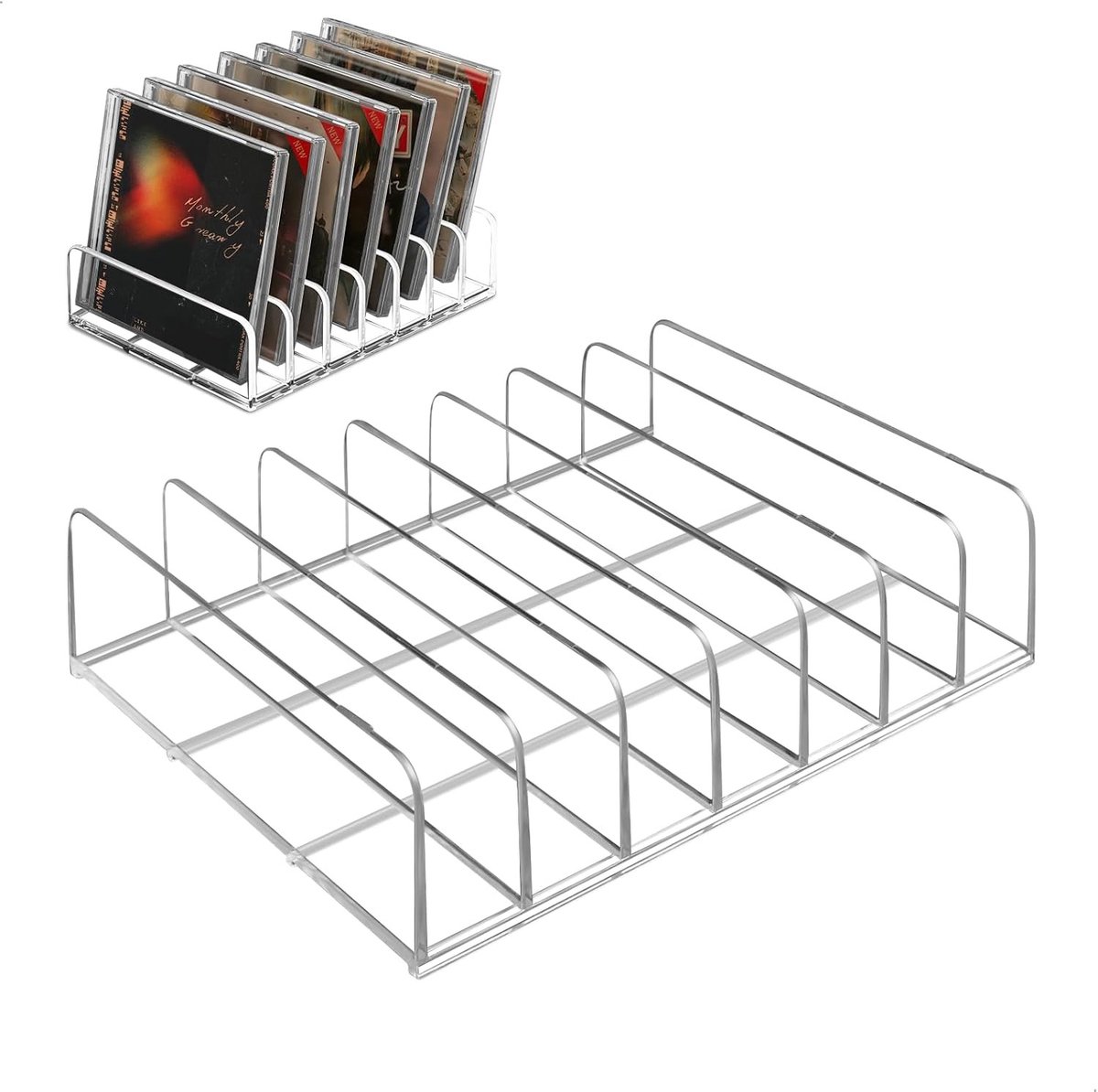 Transparante Acryl CD Houder met 7 Compartimenten voor CD's, DVD's, Videospellen en Boeken - Ruimtebesparende Organizer