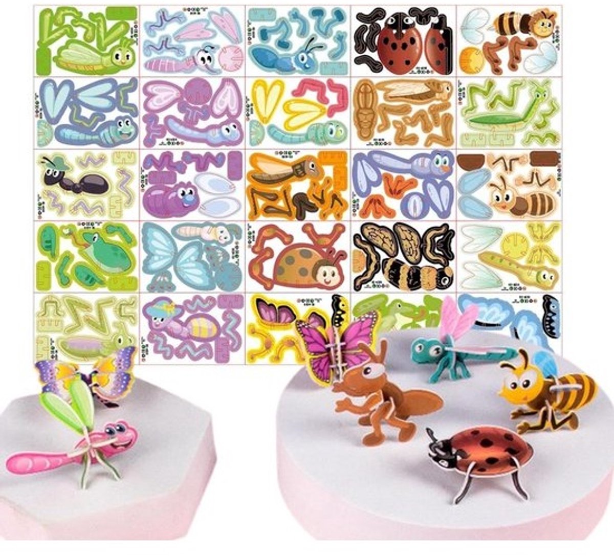 3D Puzzelset Dieren - Modelbouw Puzzel - Creatief Spel - 25 Verschillende Modellen - 9 x 6 cm - Insecten