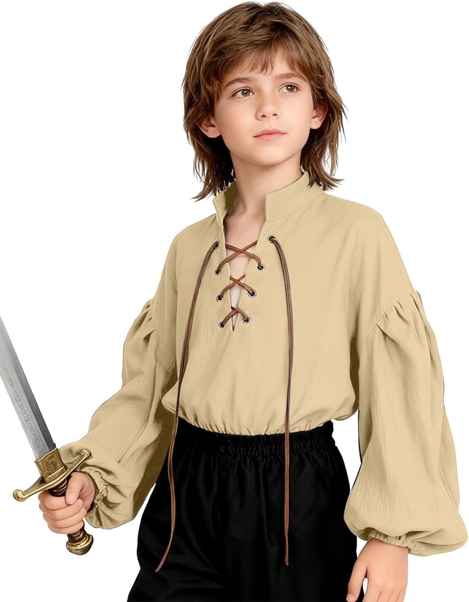 Middeleeuws shirt voor kinderen - Renaissance shirt voor jongens met Schotse Jacobijnse stijl, ideaal voor themafeesten en kostuums