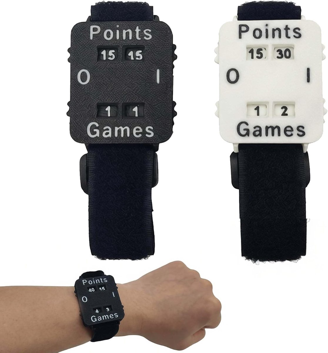 Tennis Racket Markers Set - Draagbare Score Teller met Plakstrips voor Puntentelling en Spelletjes in Wit en Zwart