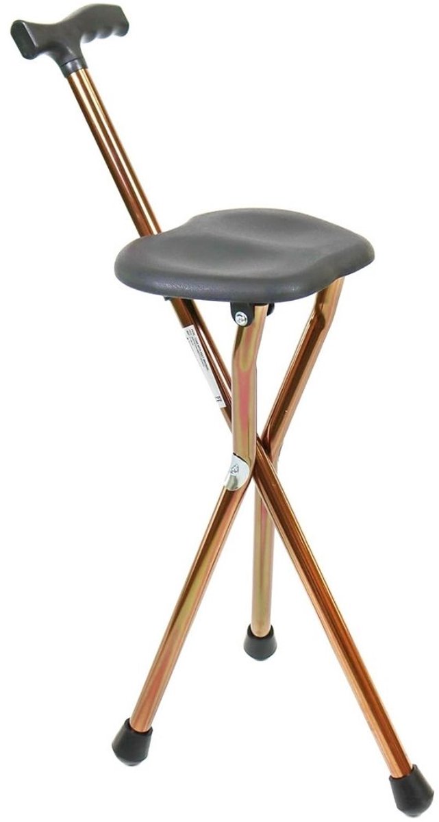 Zolvano® Wandelstok met Zitje - Opvouwbaar – Wandel Zitstok Tot 120 kg -Brons met grijs