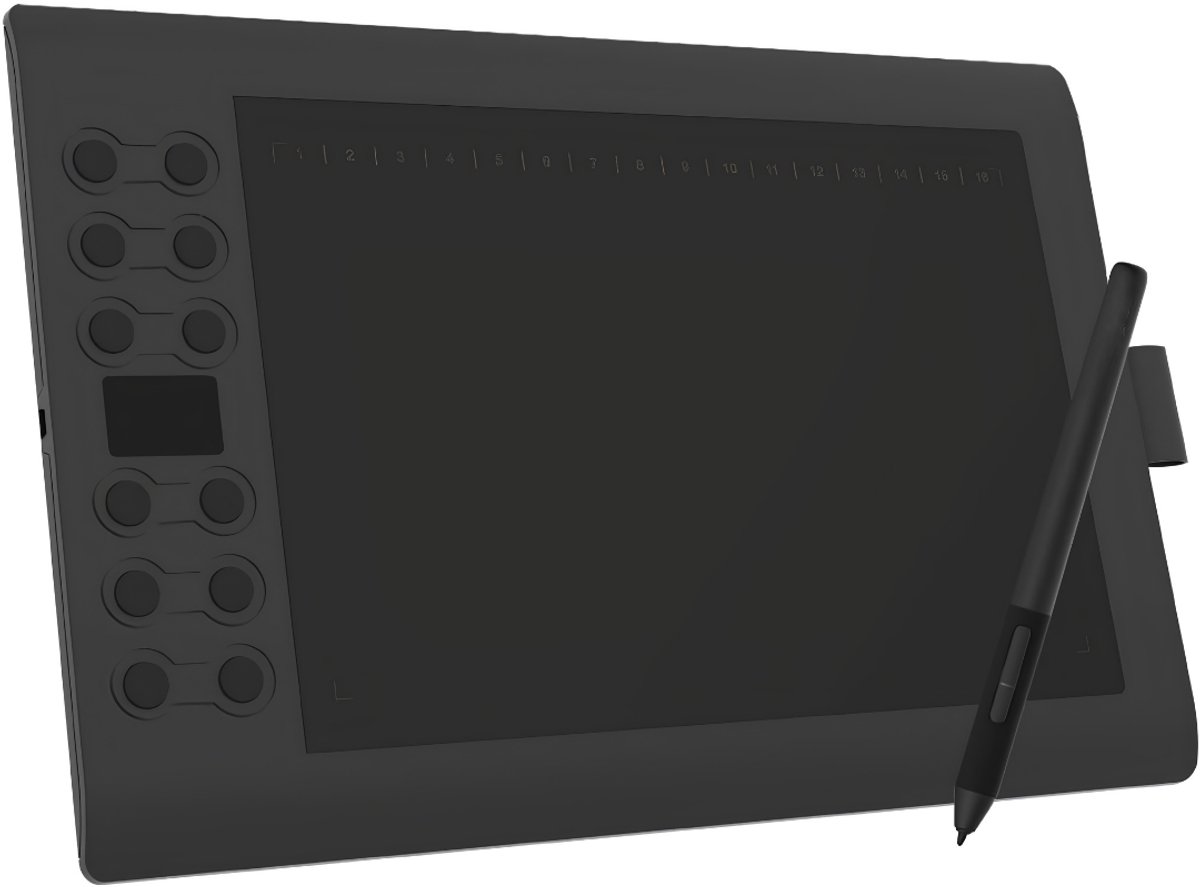 KIRA® Tekentablet - 10 Sneltoetsen - Geschikt voor Design & Illustratie - Zwart - 36cm x 24cm x 1cm