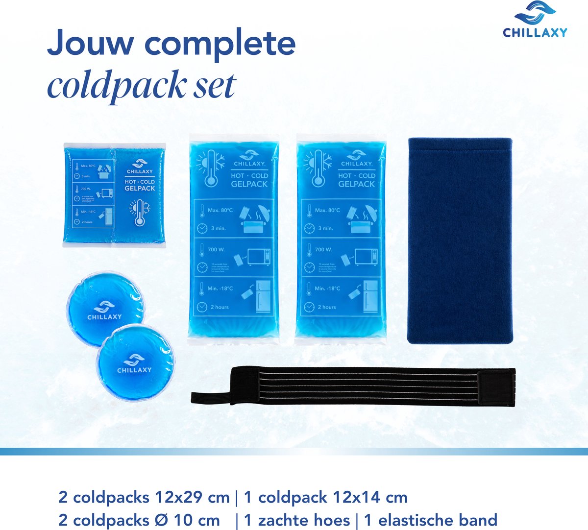 Chillaxy Coldpack – Icepack – 7 delige set met Hoes & Elastische Band – Coolpack, IJspack, Gelpack – Koud Compress Herbruikbaar — cadeau in Cadeau-ideeën - foto 7