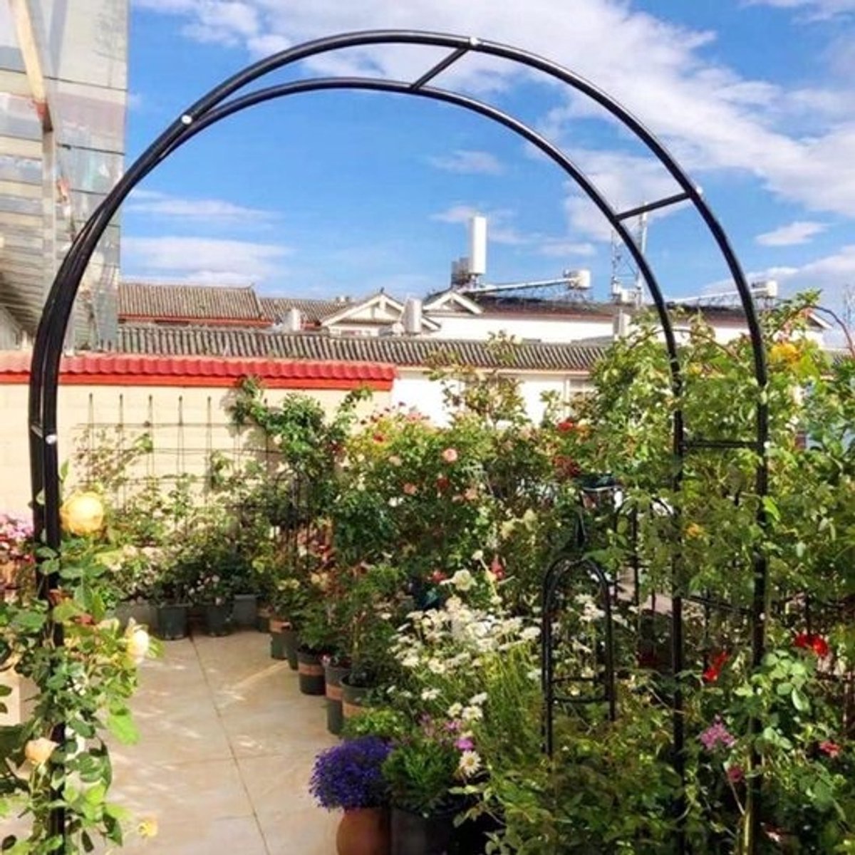 Rozenboog Metaal - Tuinpergola Decoratie - Tuin Aankleden - Weerbestendig Ontwerp - 200x230x25cm - Zwart