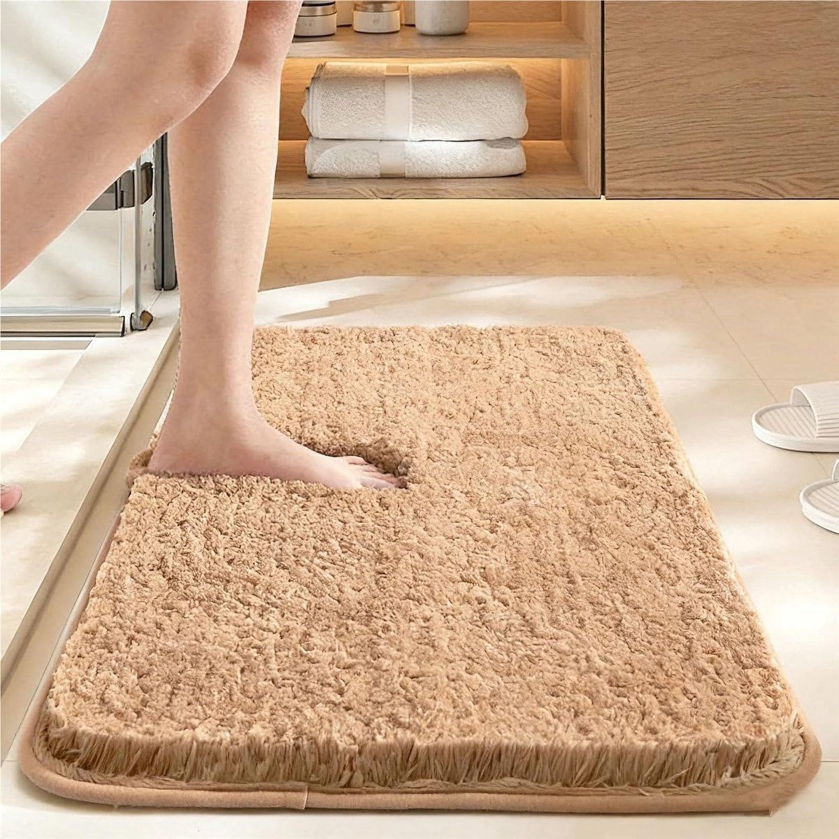 Microvezel Badkamermat - Antislip en Extra Zacht - Khaki 50x80 cm