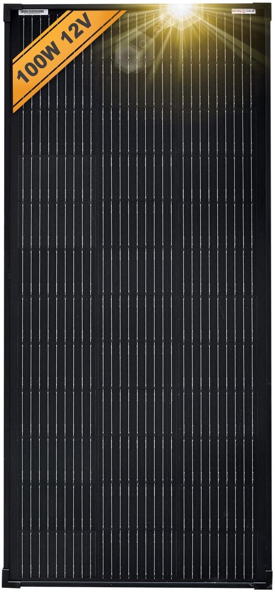 Zonnepaneel 100W 12V Monokristallijn voor Motorhome en Tuinhuis - Zwart