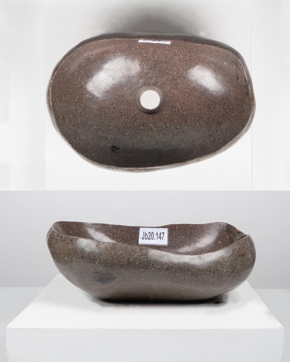 Natuurlijke Steen Wasbak - Rond 40 cm Grijs