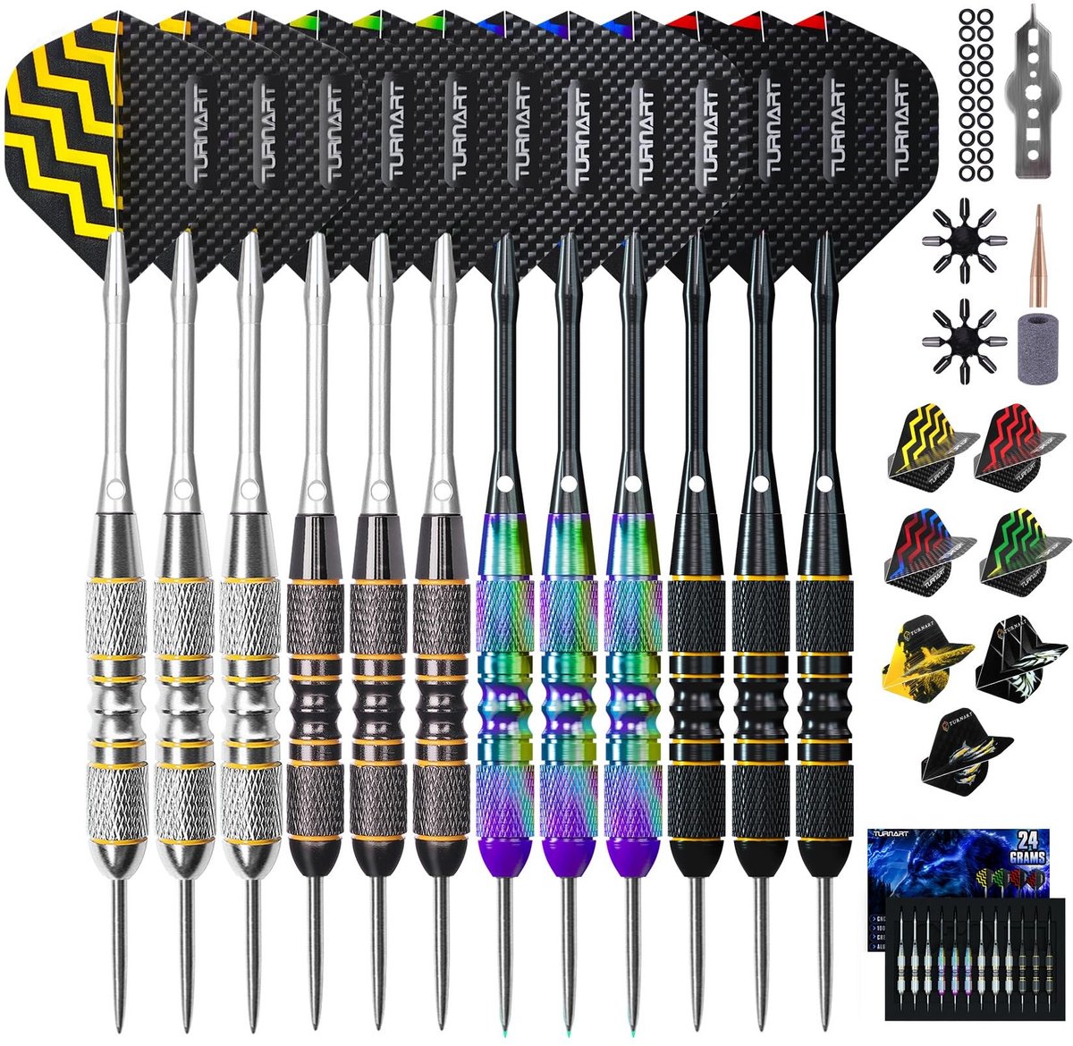 Darts Set - 12 Professionele Stalen Darts met Aluminium Schachten