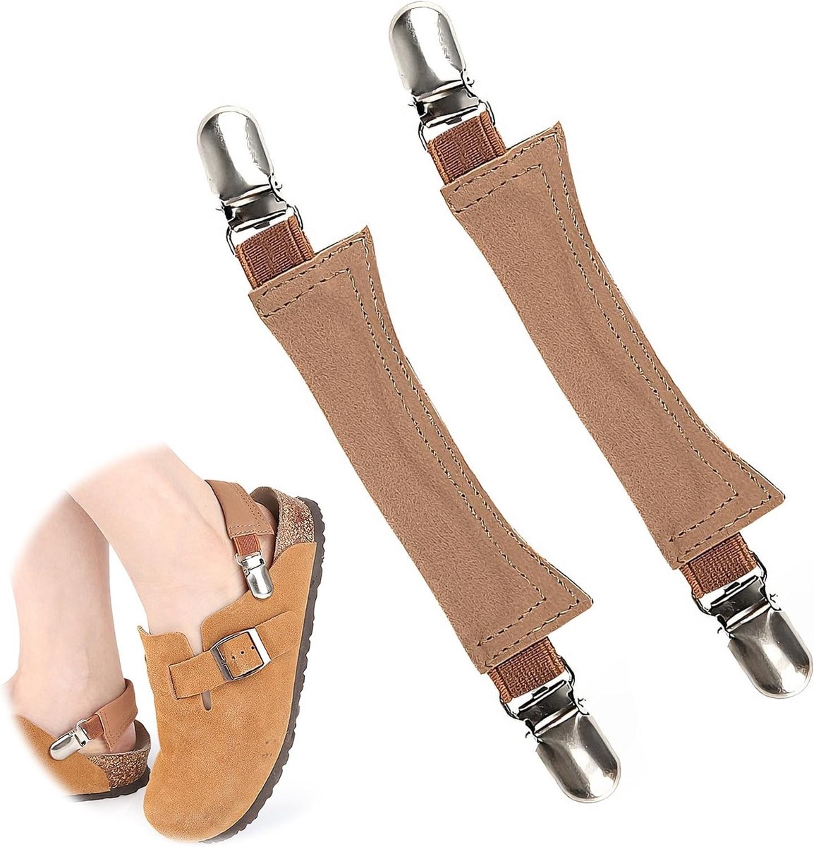 Verstelbare Elastische Leren Veters met Antislip Legering Gesp - Mode Suède Veters voor Dames (2 Stuks)