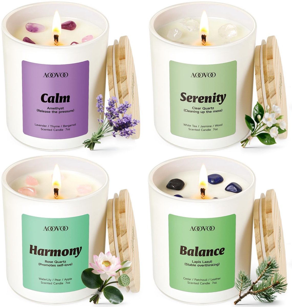 Geurkaarsen Set van 4 - Aromatherapie met Lavendel en Jasmijn