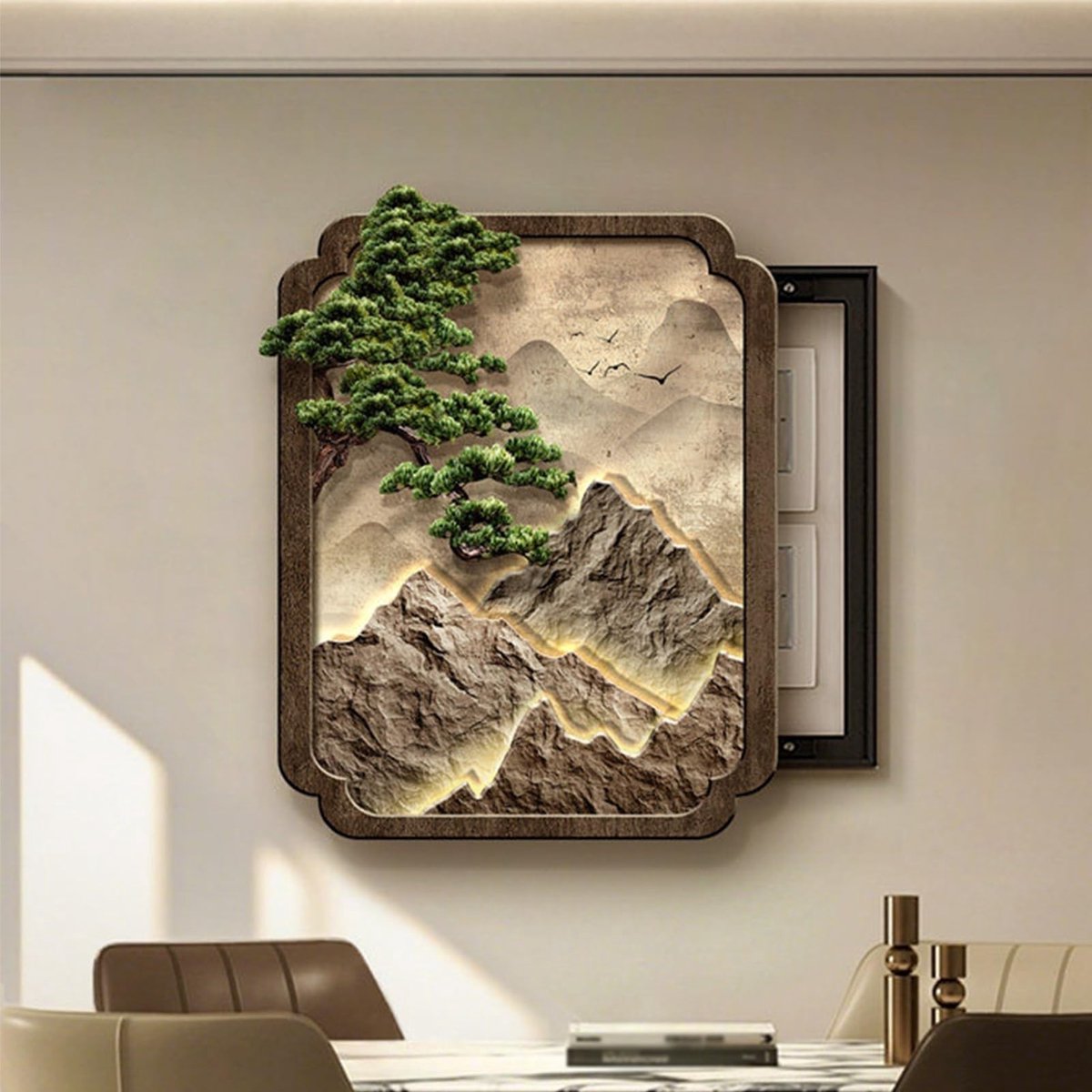Decoratieve Afdekking Voor Elektriciteitsmeterkast - 45x55cm Bruin