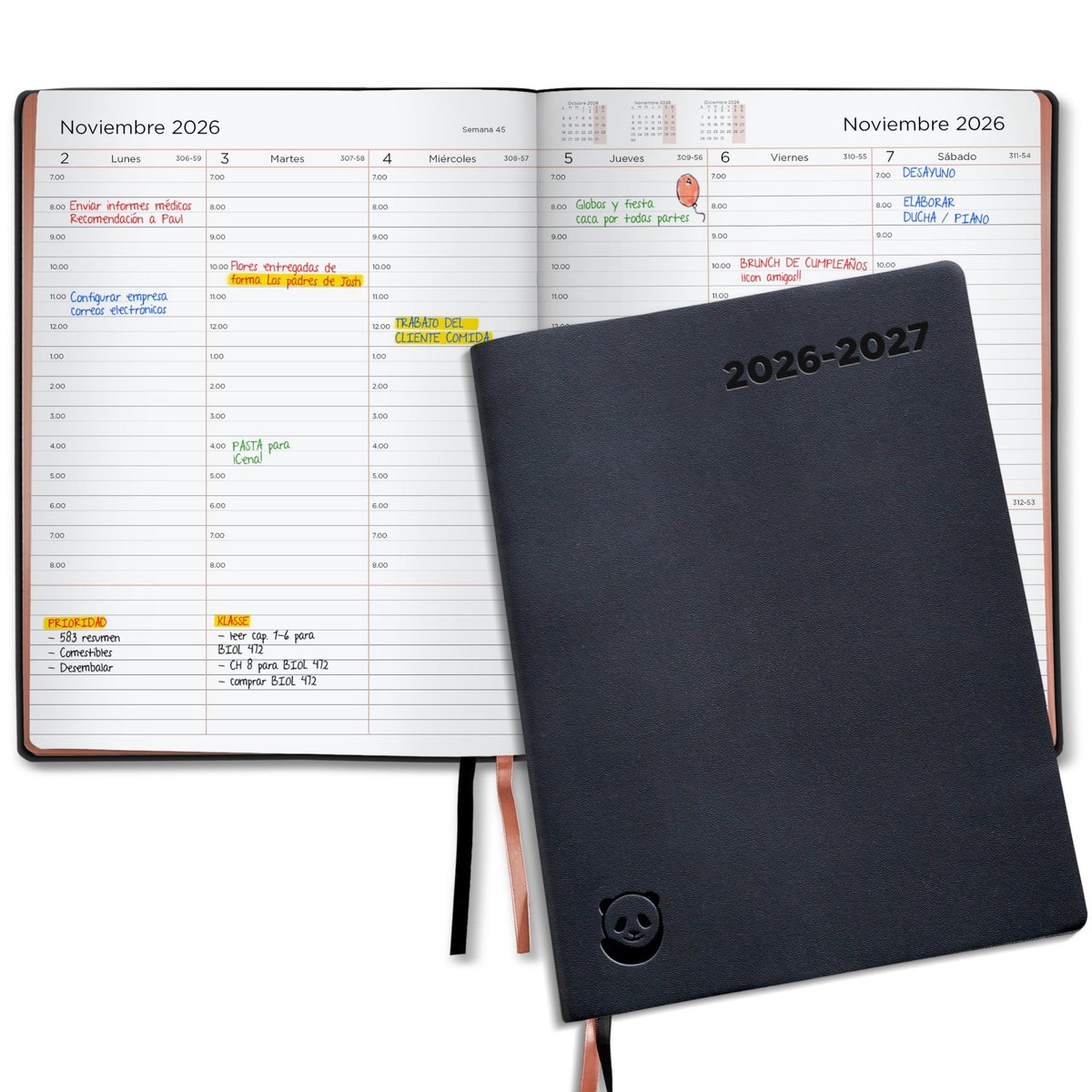Agenda 2026/2027 - A4 - Spaans - Roze Goud