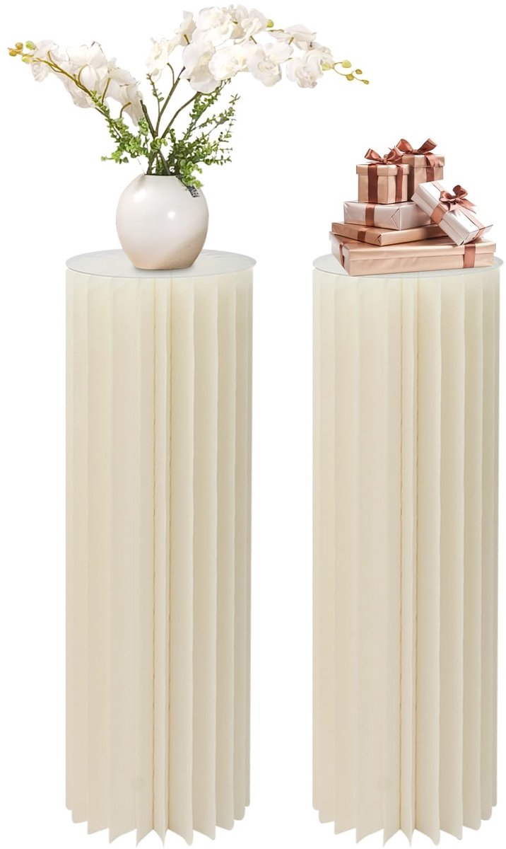 Kartonnen Bloemencolumnen Set van 2 - Vouwbare Decoratieve Stand - 100 x 30 cm