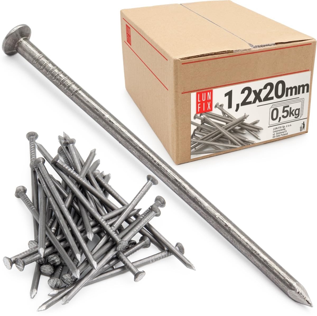 Draadnagels 0.5 kg - 1.3 x 20 mm, platte kop (ca. 2730 stuks)