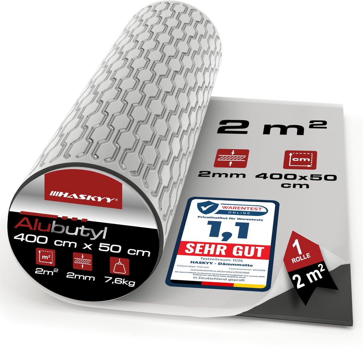 Alubutyl geluidsisolatiemateriaal - 2 mm dik - Zelfklevend - 2 m²