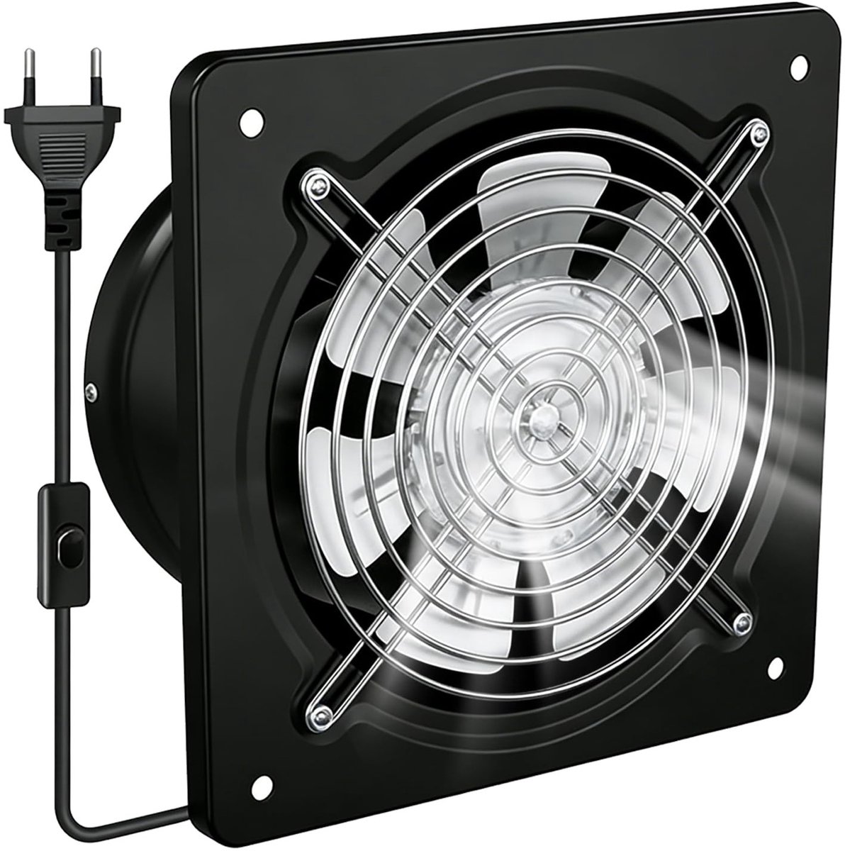 Afzuigventilator 150 mm - Zwart met terugslagklep