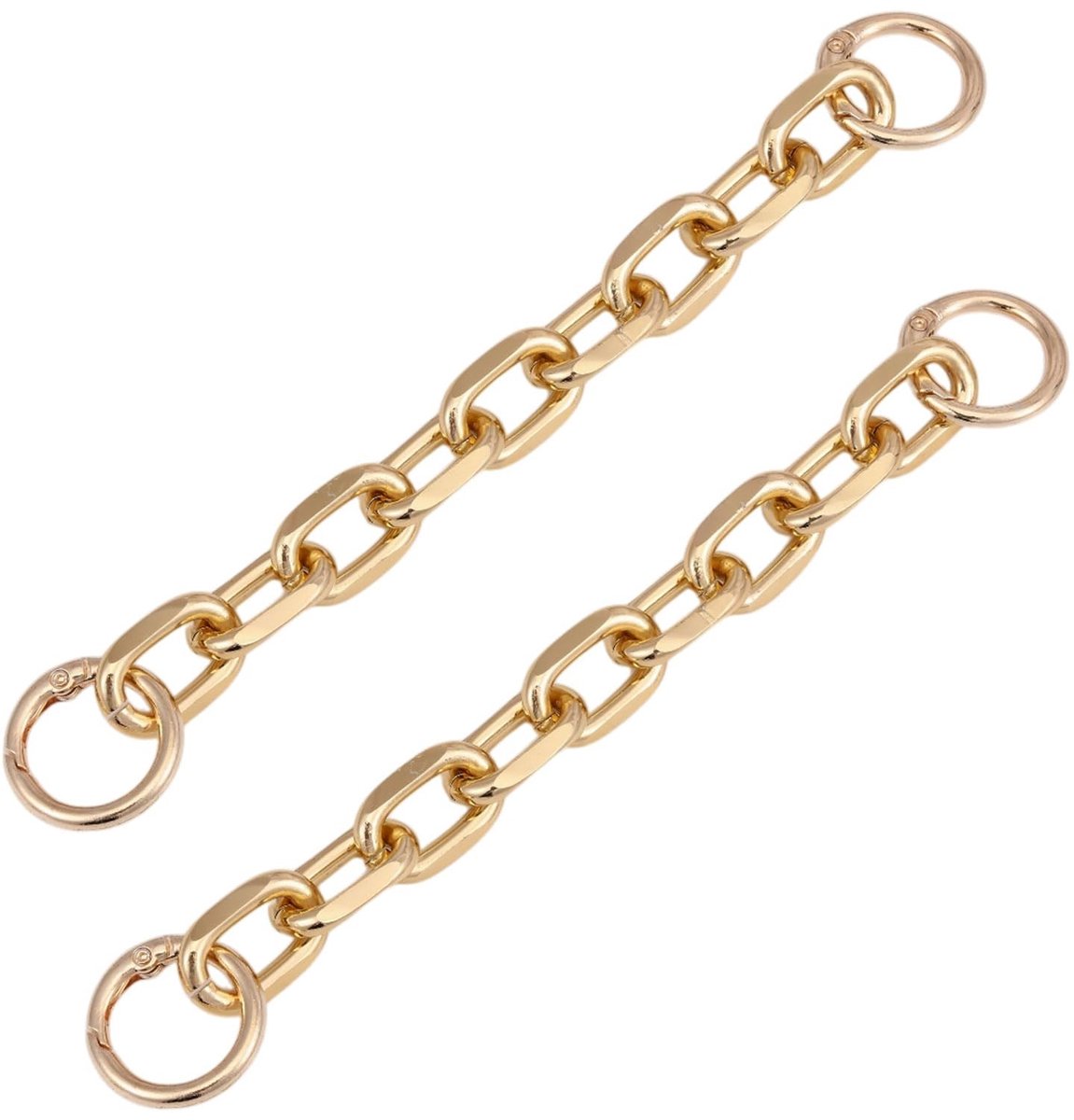Gouden tasriemen verlenging - 2 stuks 17 cm