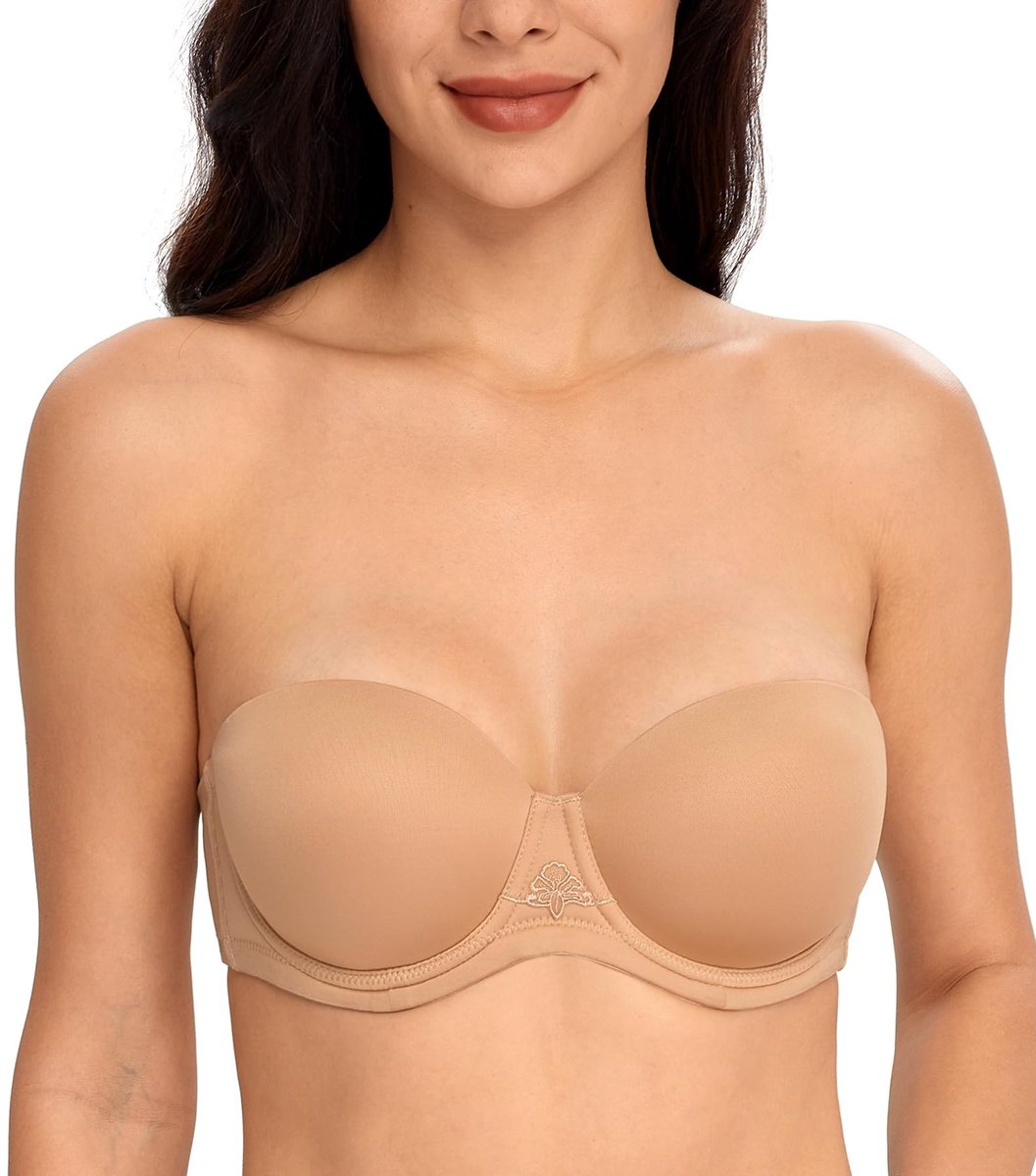 Strapless Push Up Bandeau Bh - Zwart - Grote Maten