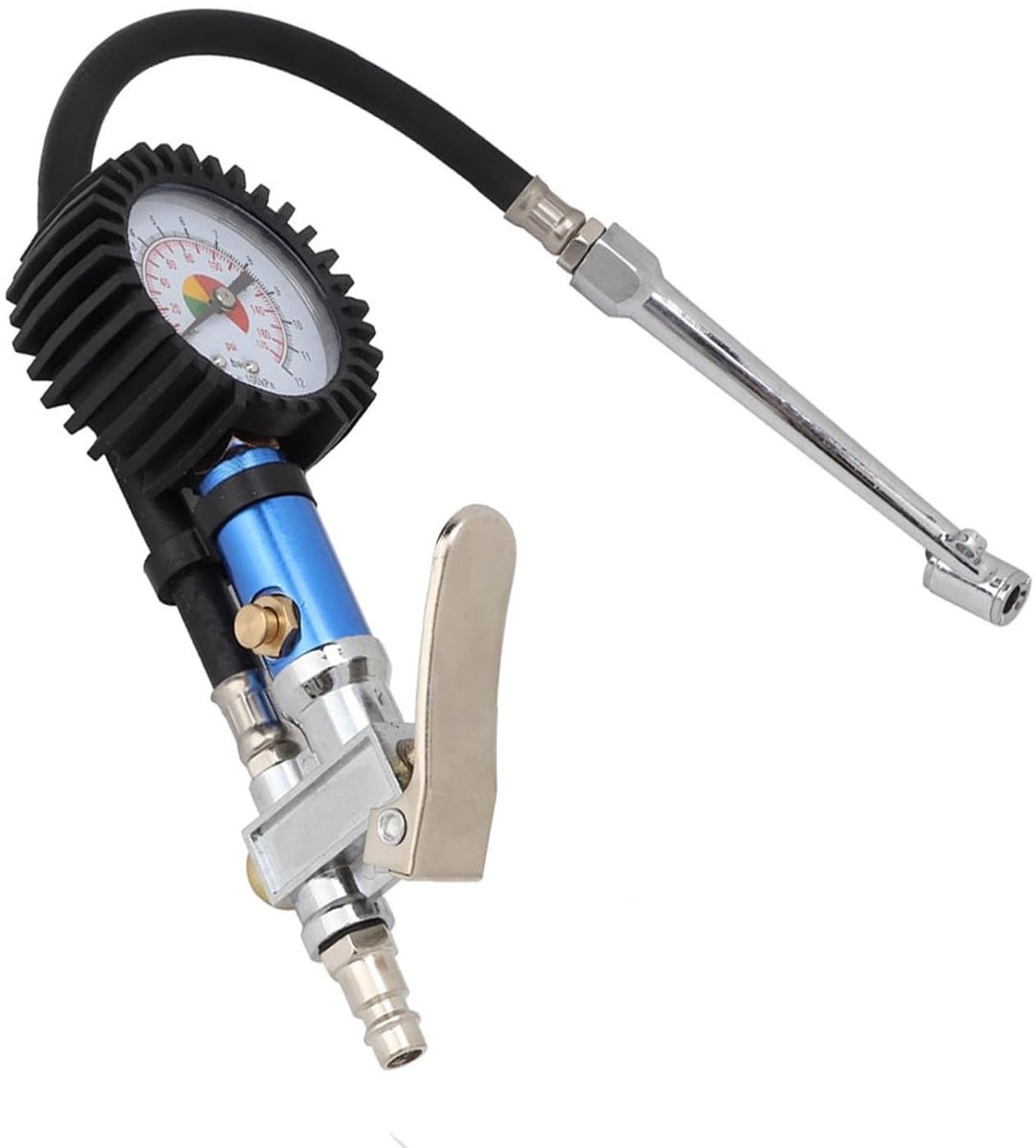 Krachtige 12 Bar Fietspomp met Drukmeter | 0-12 Bar/170 PSI Dubbele Schaal, 55mm Wijzerplaat | Snelle Aansluiting en Lucht Drukmeter voor Auto, Motor, Vrachtwagen en Fiets