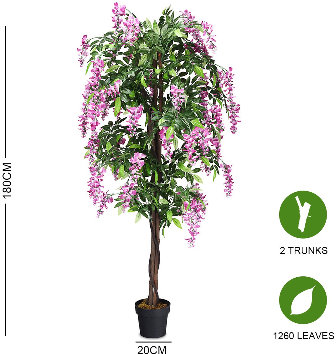 SureDeal® - Kunstplant - Nep Blauwe Regen - Thuis Kantoor Lobby - Wit