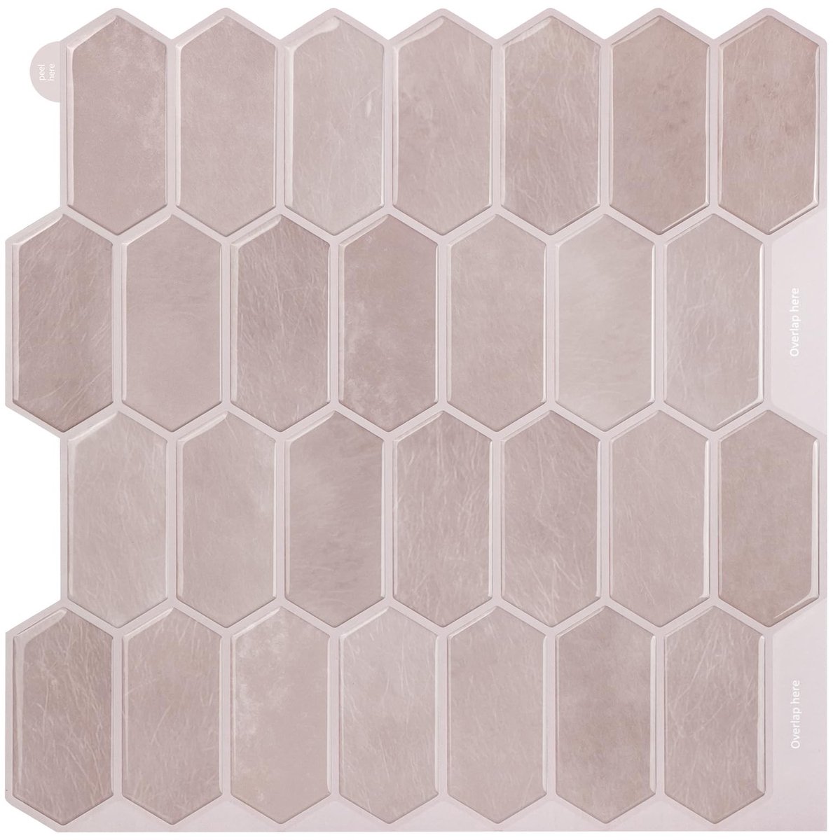 3D Wandstickers Set - 10 Zeshoekige Tegels - 30,5 x 30,5 cm - Roze