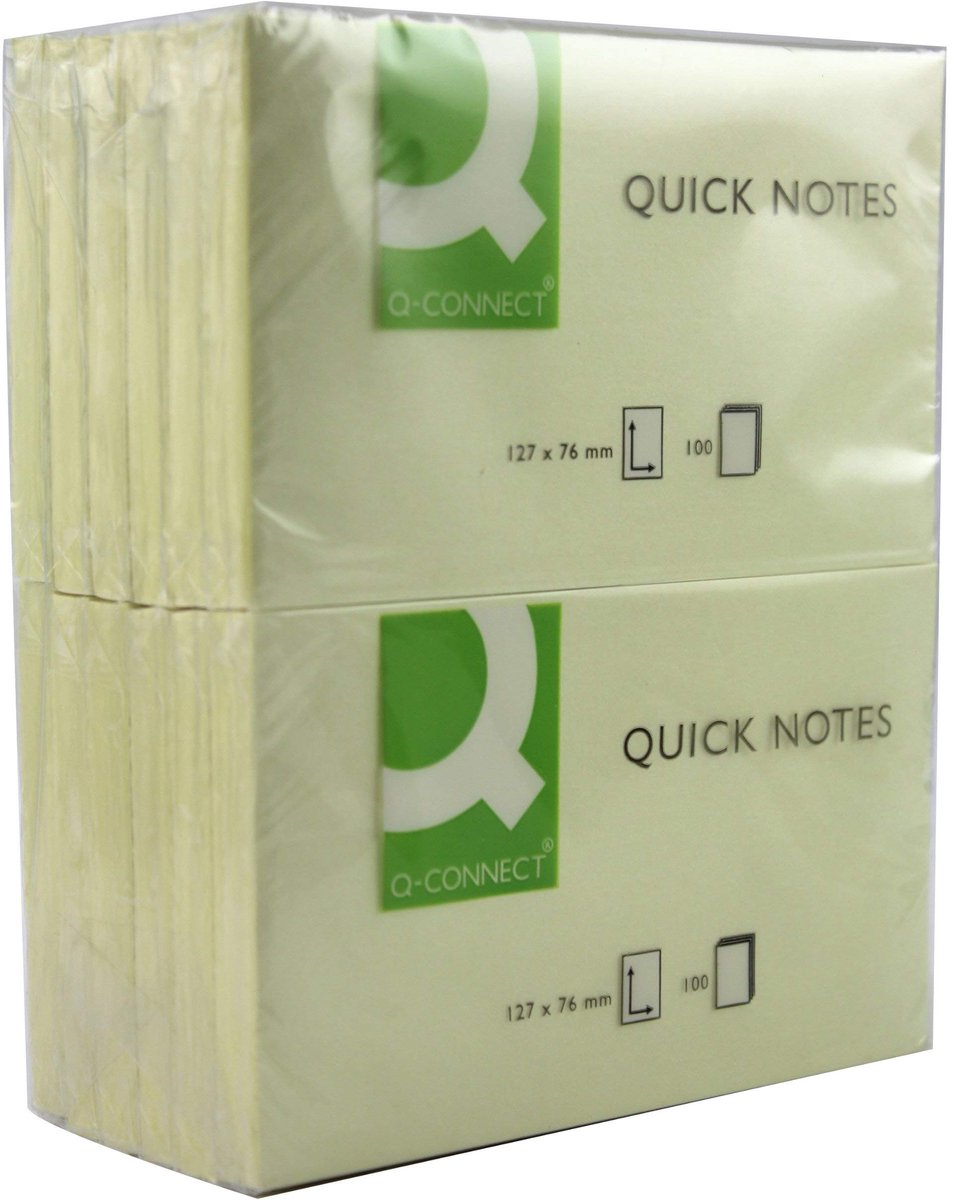 Quick Note Herpositioneerbare Pad - Geel, 76 x 127 mm, 12 stuks