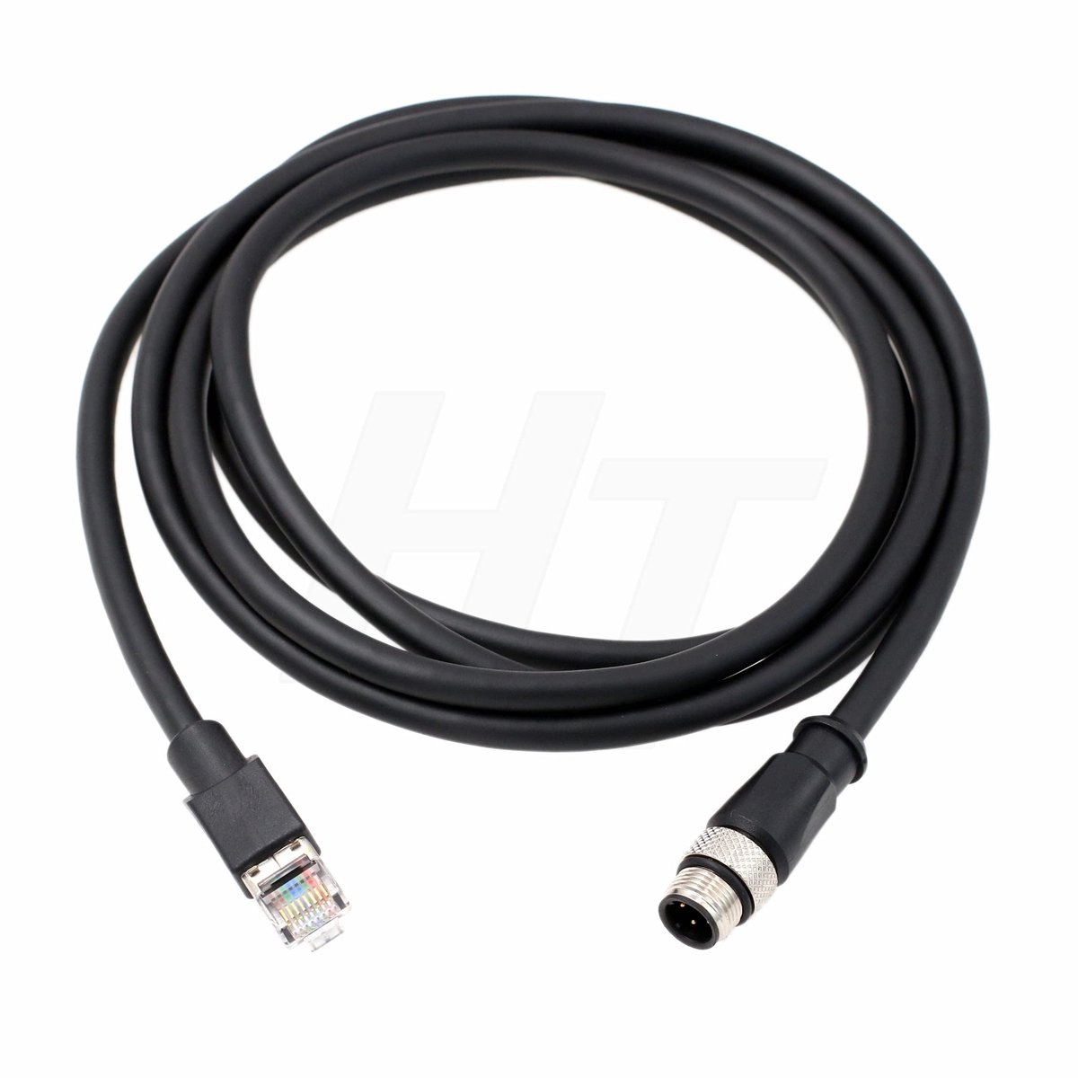M12 D-Code naar RJ45 Ethernetkabel Cat6 - Waterdicht en Flexibel (3 stuks)