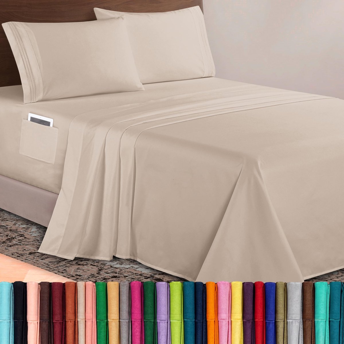 4-delige Microfiber Laken Set - Ultra Zacht - Queen - Crème