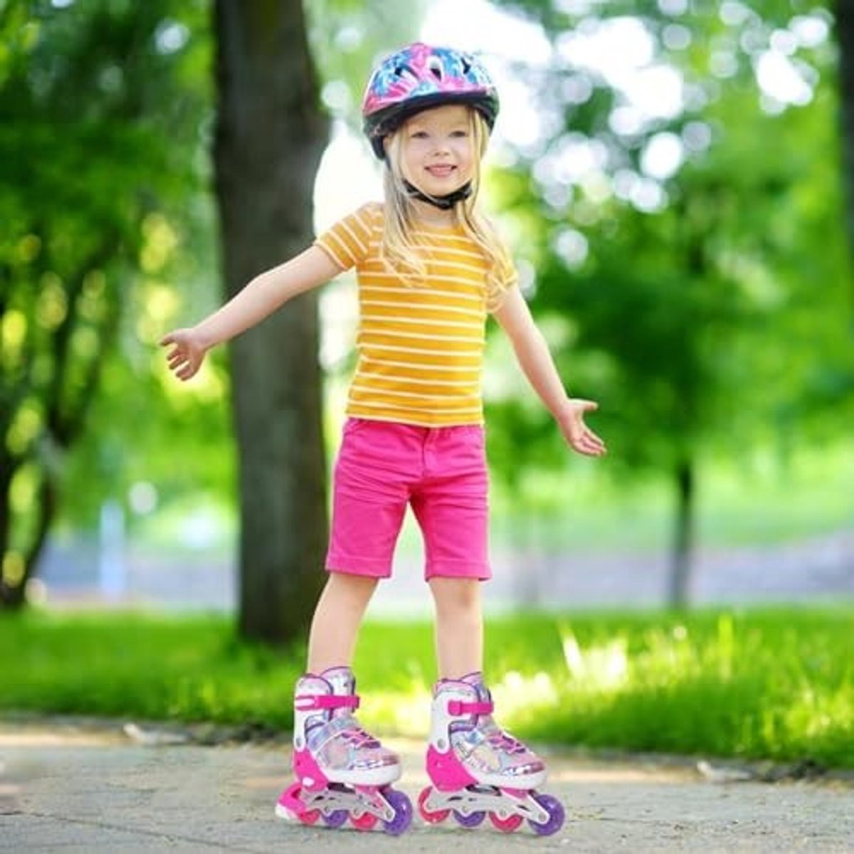 Inline Skates voor Meisjes - Verstelbaar tot 4 Maten - Blauw-Groen
