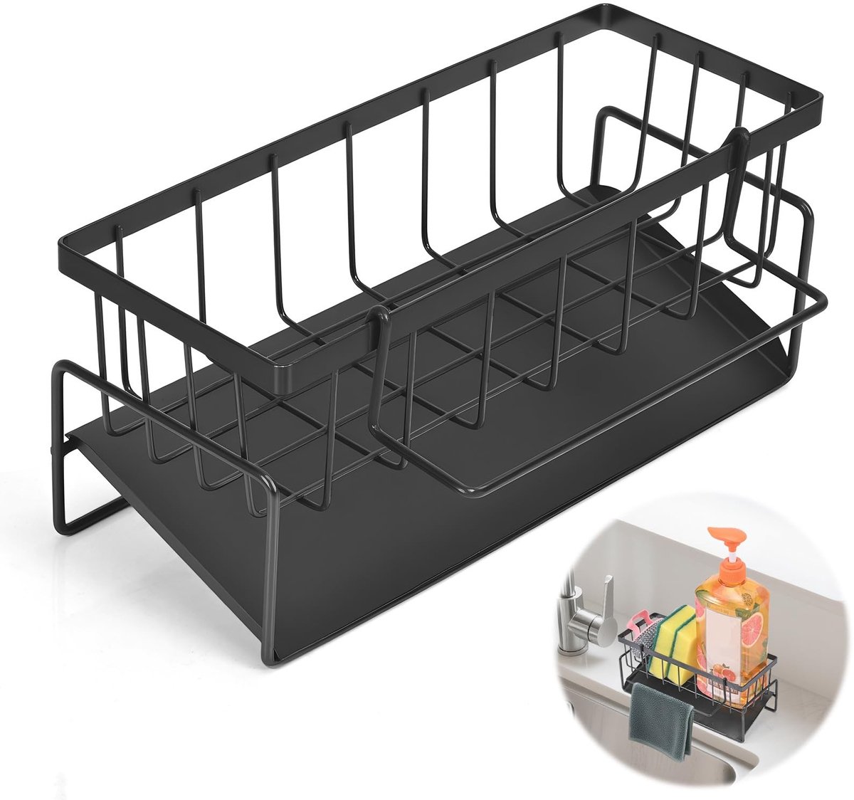 Keuken Organizer - Sponshouder met Handdoekrail