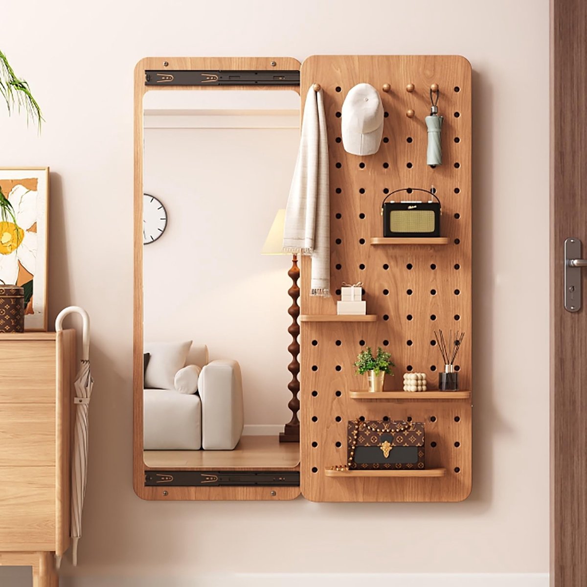Pegboard Organizer met Spiegel - 150x40cm