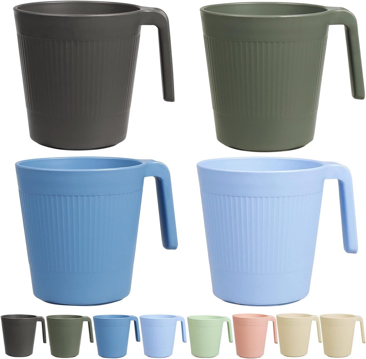 Set van 8 Lichtgewicht Schokbestendige Drinkbekers voor Koffie, Thee en Water, Vaatwasser- en Magnetronbestendig