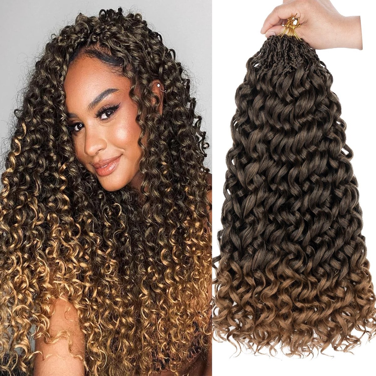 Pre-looped Haakhaar - Ombre Honey Blonde - 18 Inch 8 Packs