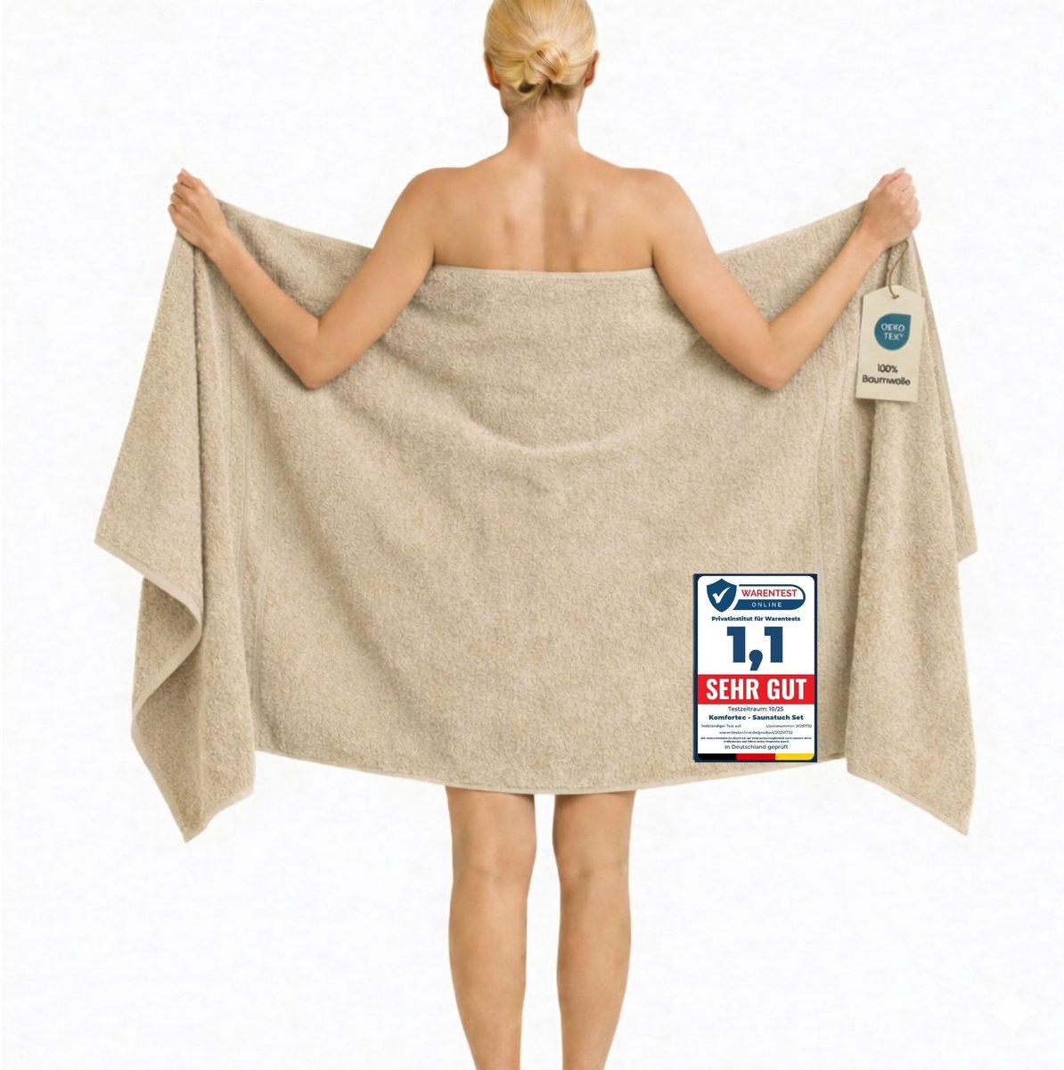 XXL Badhanddoek - 100 x 200 cm - 100% Katoen - Beige