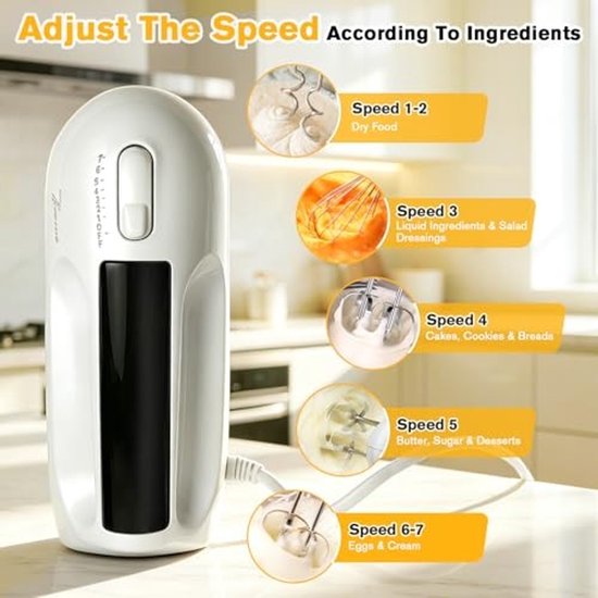 Handmixer met 5 roestvrijstalen accessoires - Wit — afbeelding 4