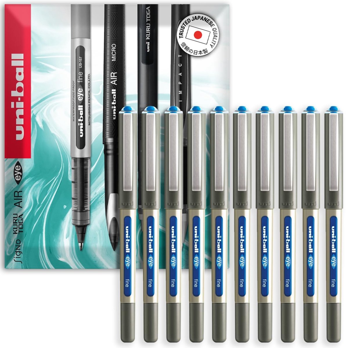 Rollerball Pen Set van 10 - Lichtblauwe Inkt