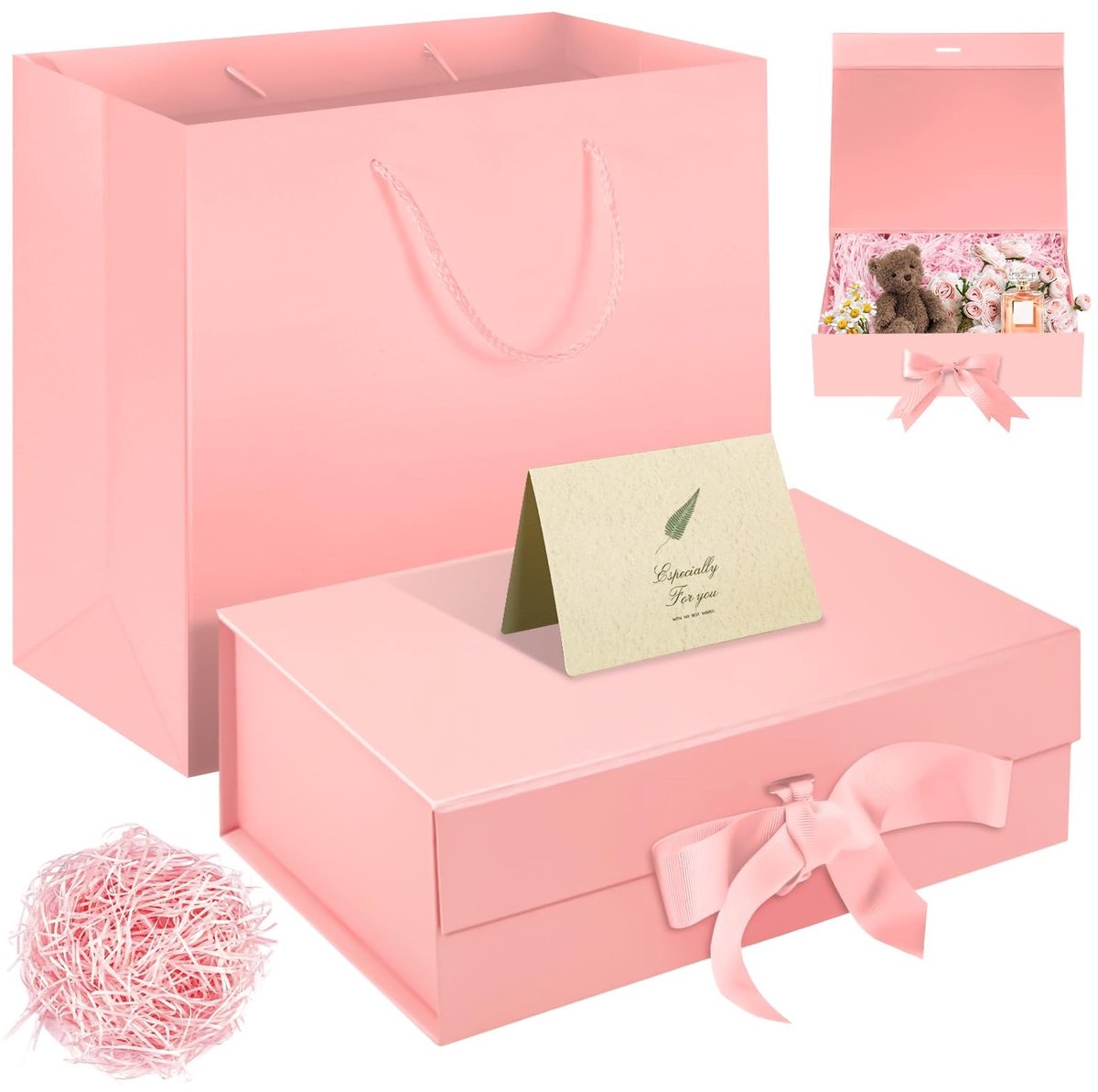 Magnetische Cadeauverpakking - Roze met Handtas - 31x22x10cm