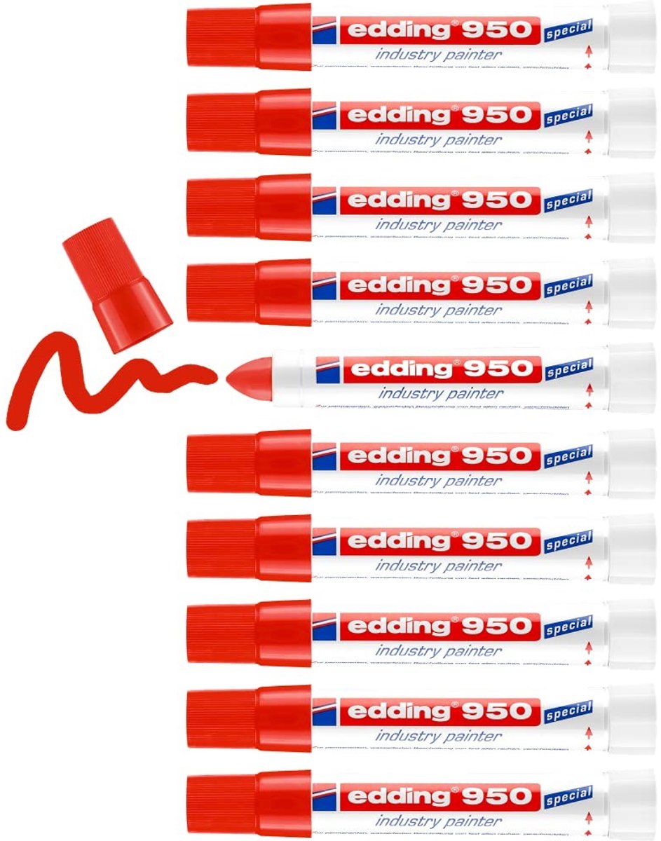 Permanent Marker Set - 10 Stuks - Ronde Punt - Rood