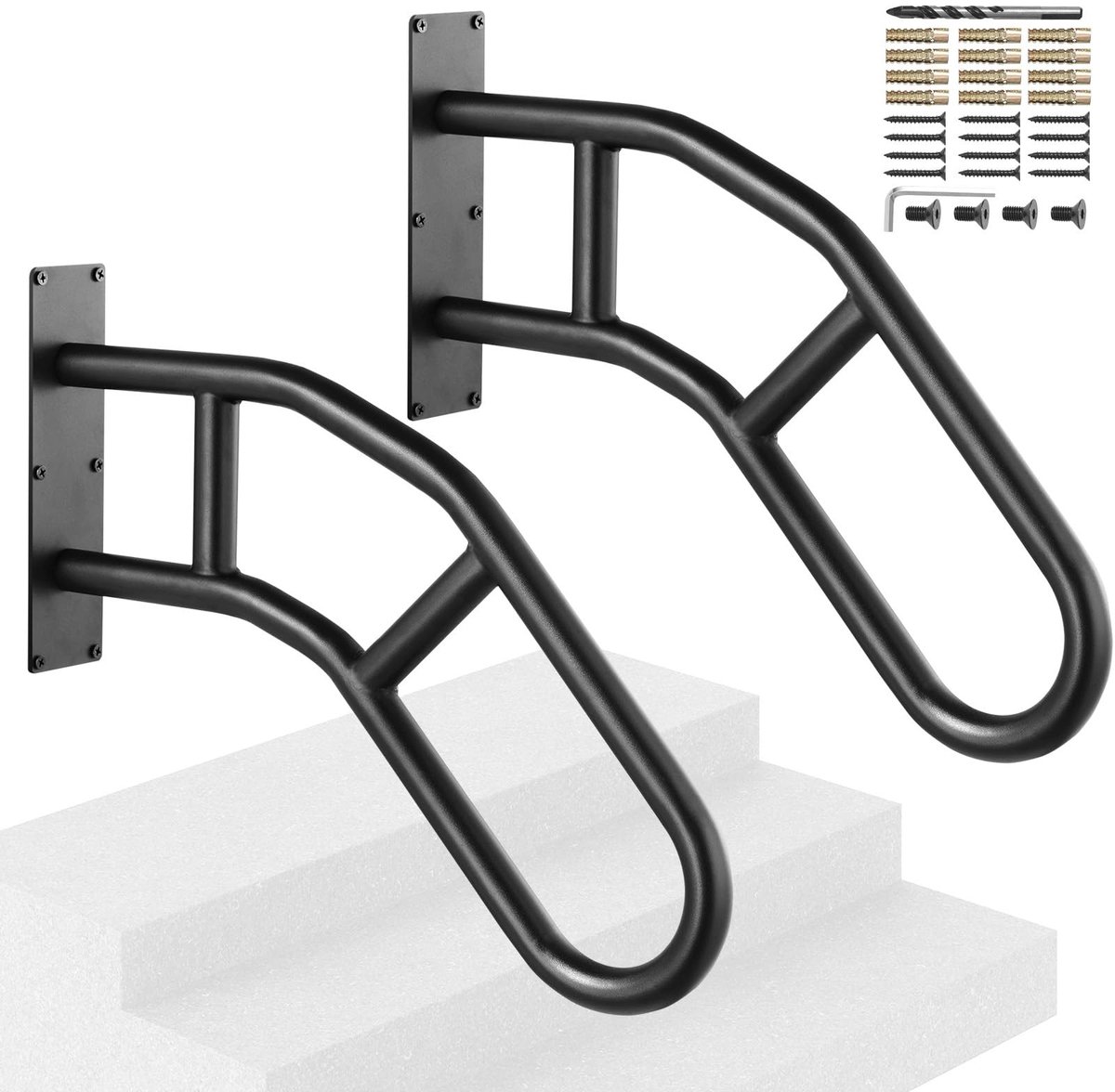 Wandbeugel voor Veiligheid - U-vormig, Zwart, 2 Stuks