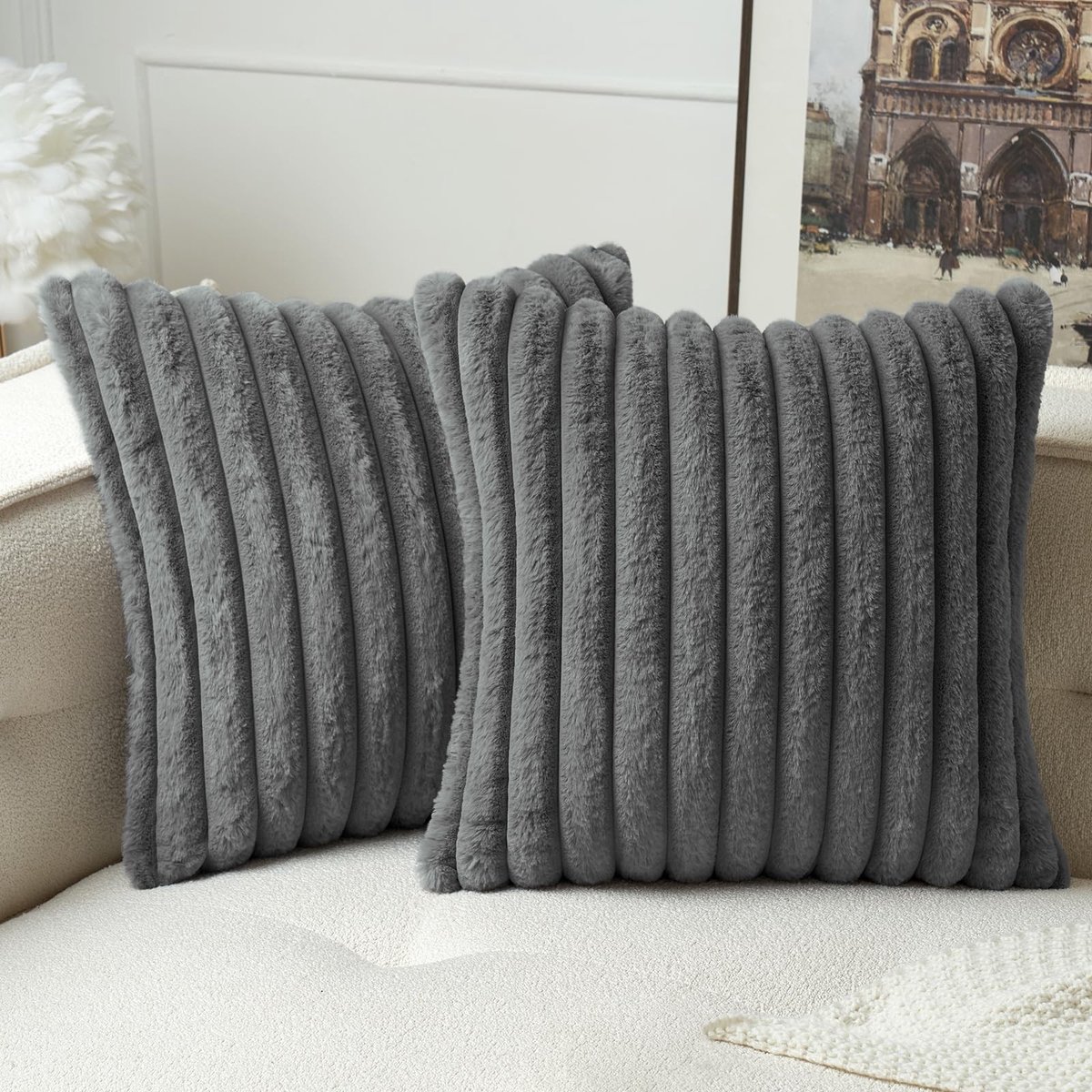 Set van 2 Pluche Velvet Kussenslopen - Zacht en Modern Grijs 50x50cm