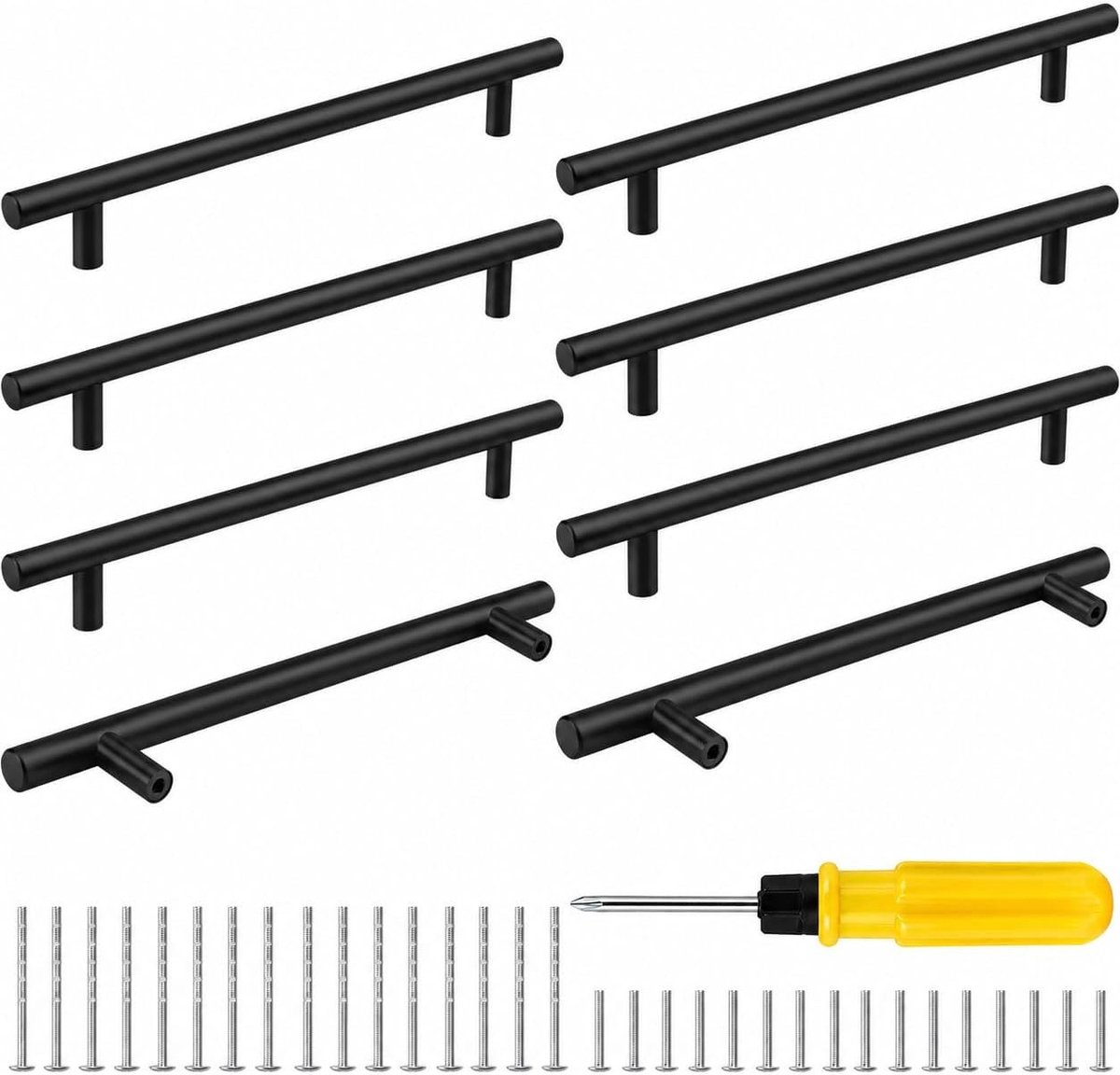 Meubelgrepen 128 mm gatafstand in roestvrij staal, zwart, modern design en duurzaam materiaal