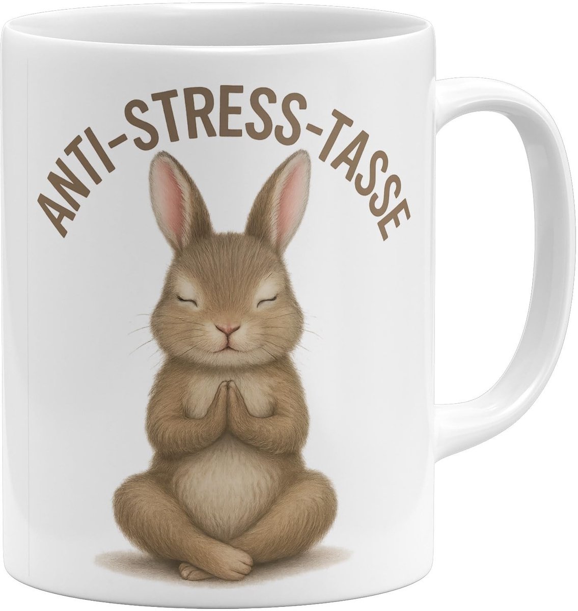 Anti-stress Mok - Keramiek met meditatiekonijn - 325 ml - Wit